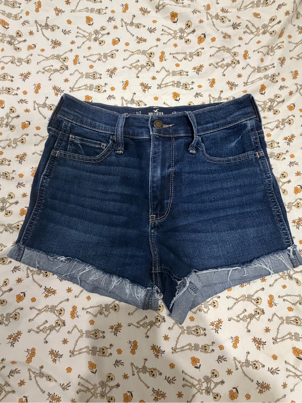 Hollister Women's Dark Indigo Denim Cutoff Shorts